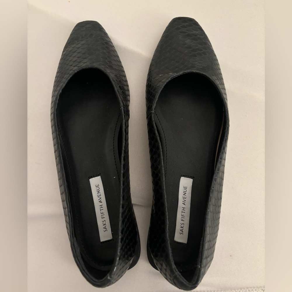Black alligator flats- size 7 Saks Fifth Avenue